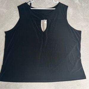 Blouse Tank Top Women's size 3X Chain Accent Keyhole Sleeveless‎ Office Black